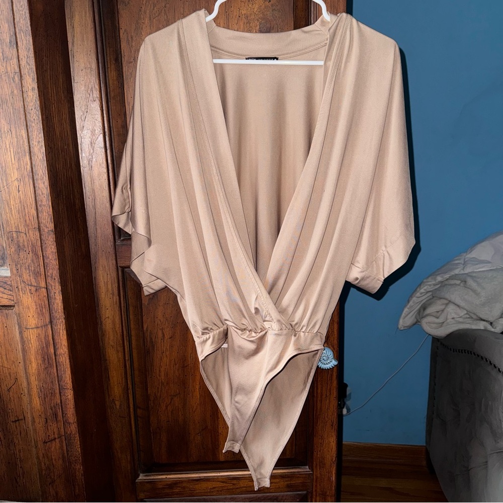 Elegant Beige Wrap Top